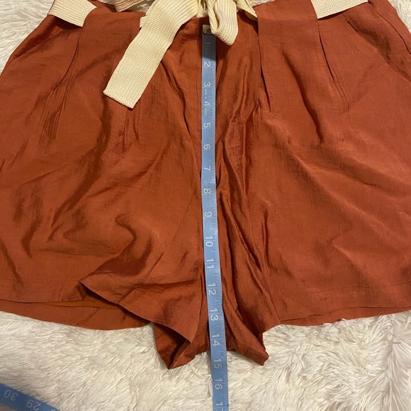 All in Favor Front Tie Pleated Terracotta Shorts - Picture 7 of 8